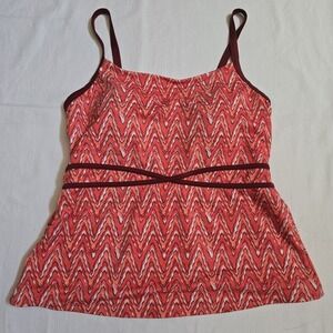 LL Bean‎ Orange Tankini Swim Bathing Suit Top UPF 50+ Size 10 Built-In Bra Beach